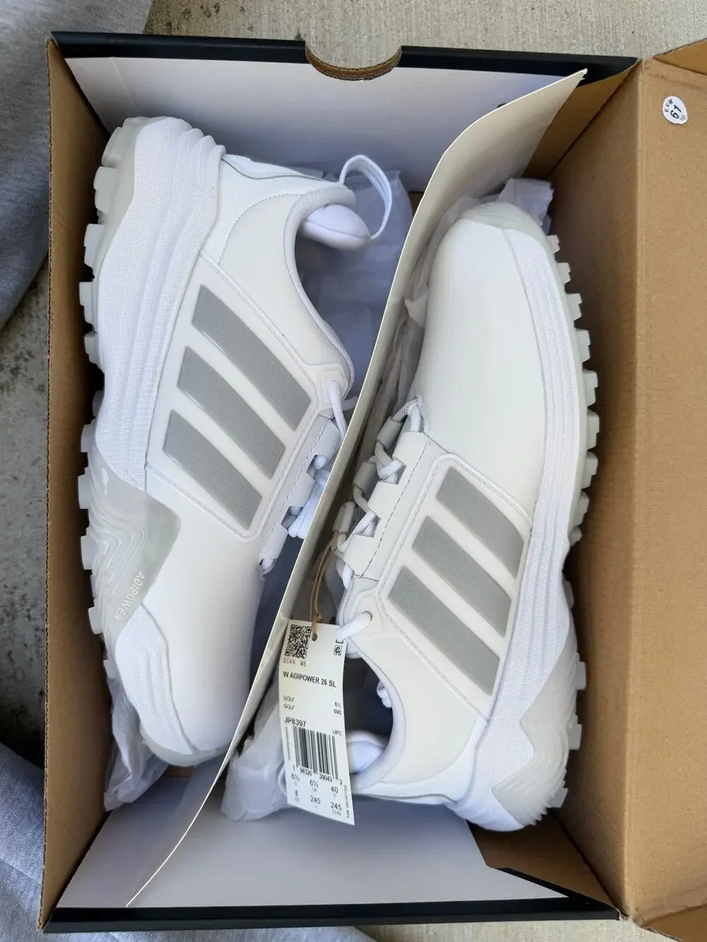 adidas Women's W Adipower 26 SL, golf shoes, NWT White/Silver/Grey, 8